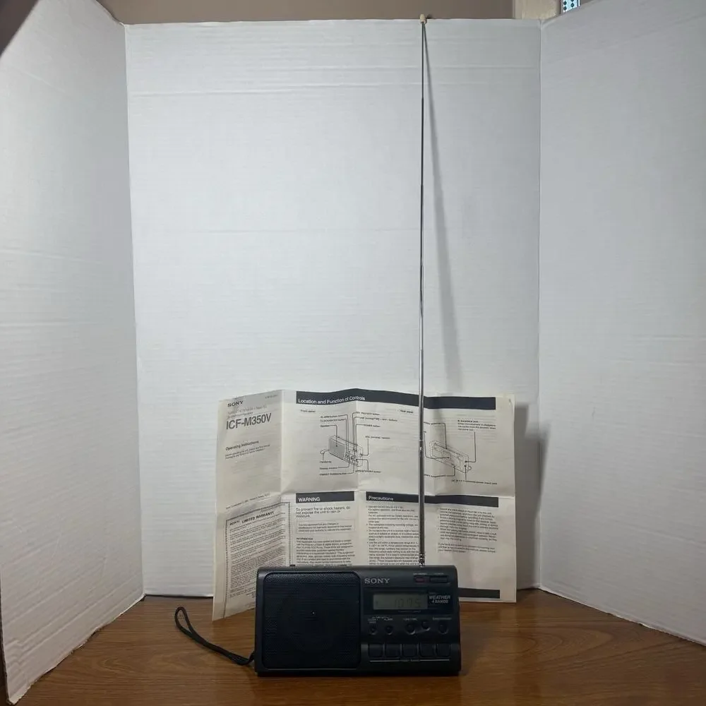 SONY ICF-M350V Tv/ Weather/ FM/AM RECEIVER Portable Radio Black DC4.5